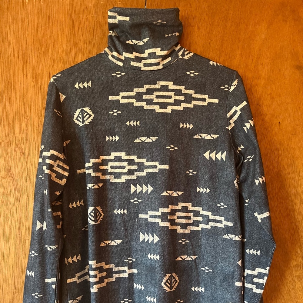 Tasha Polizzi Aztec Turtleneck Denim Blue, Medium